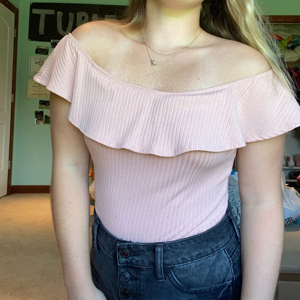 Kendal and Kylie pink ribbed bodysuit